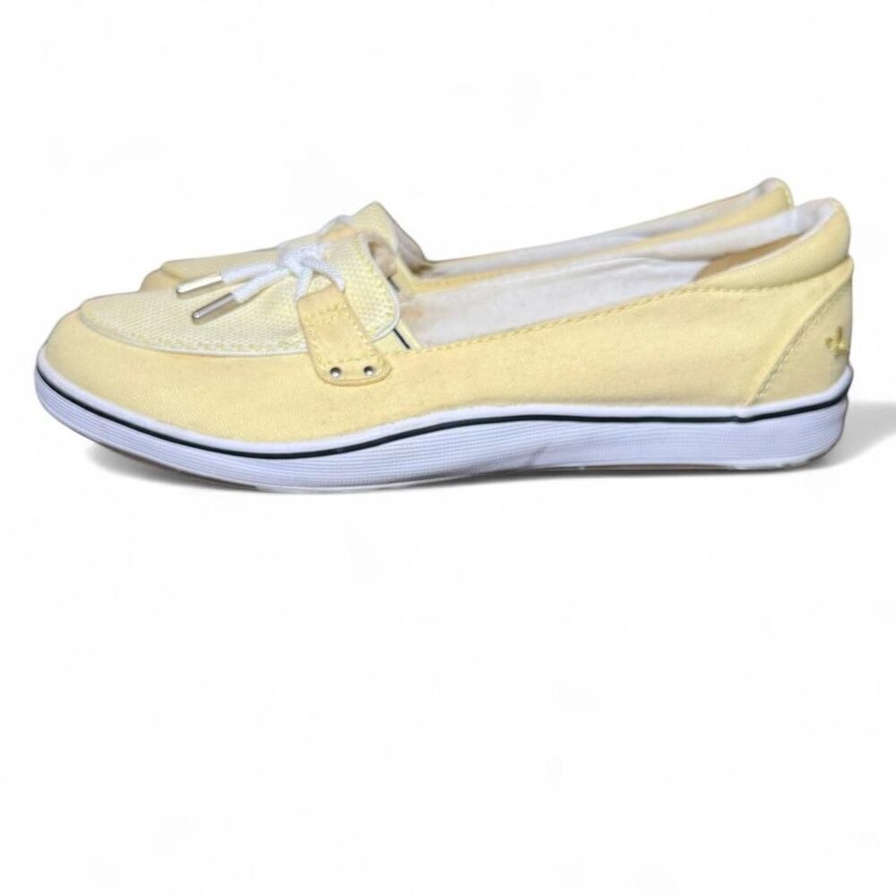 Grasshoppers Highview Seasonal Womens Yellow Canvas Loafer Flats Boat Shoes Sz 8 - Picture 2 of 6